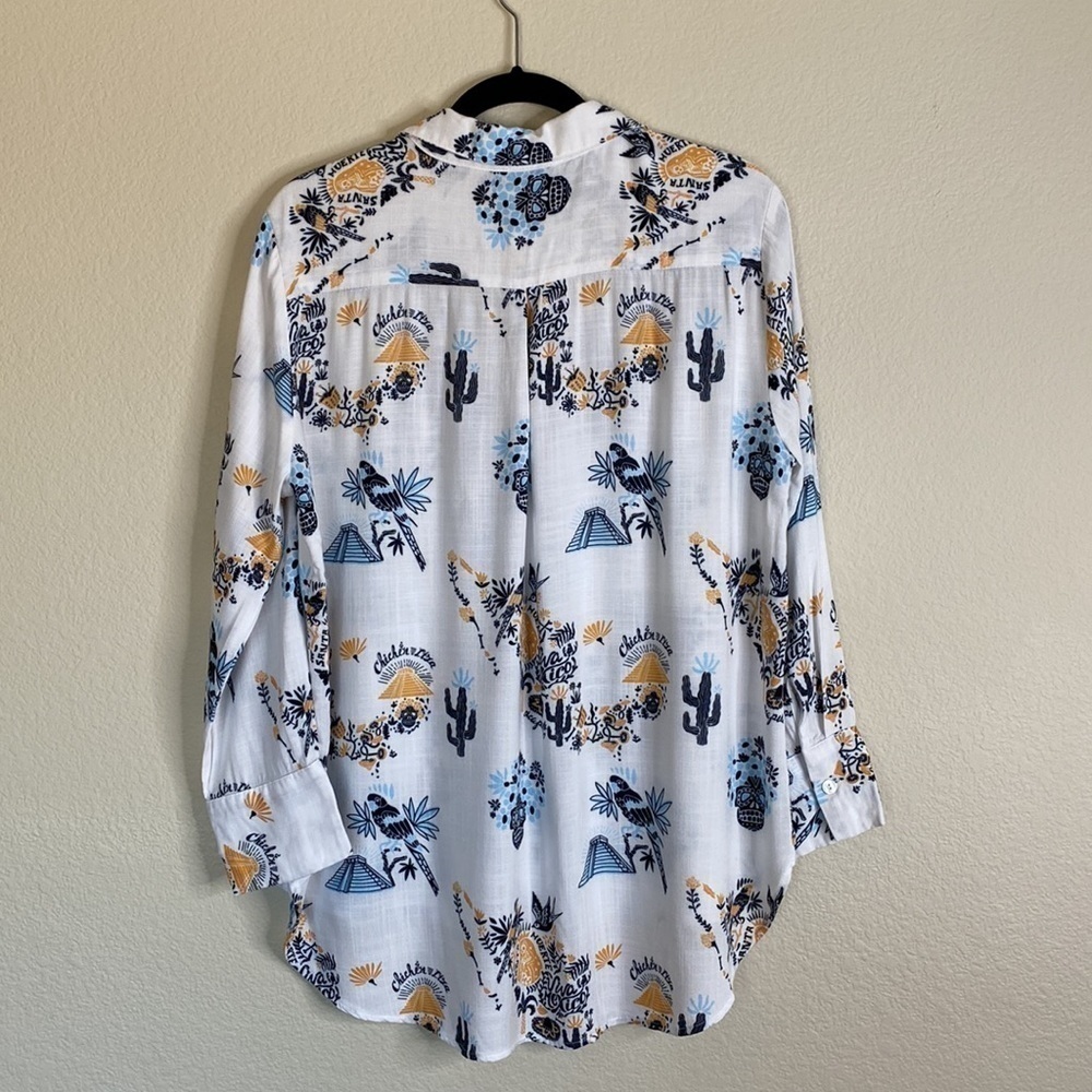 Charlie Holiday blouse shirt women’s 8 eight Viva Mexico shirt white long sleeve - Picture 6 of 6